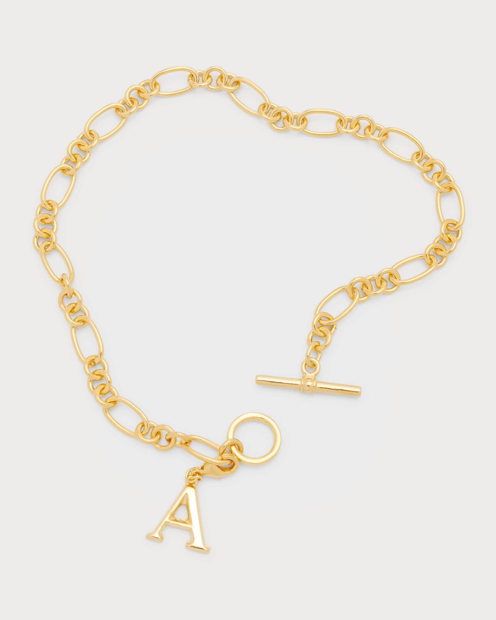 Link Brass Chain Necklace with Initial Charm Product Image