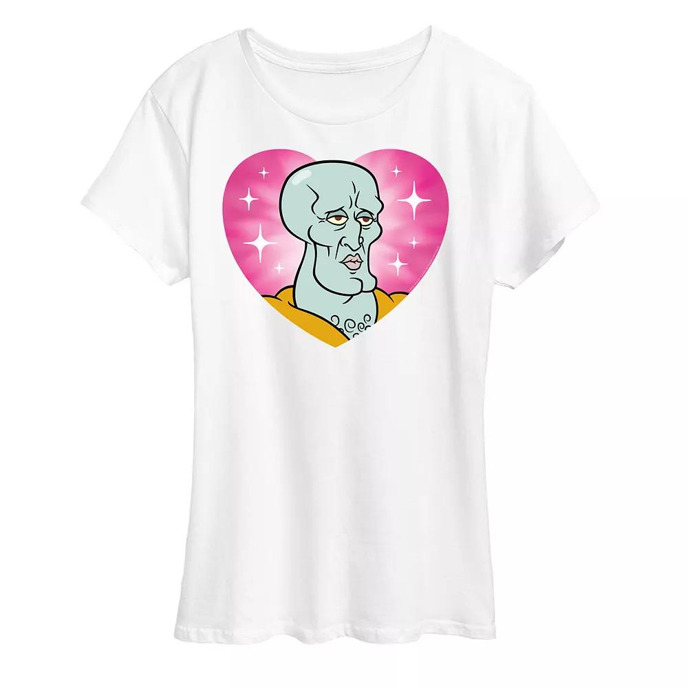 Women's Spongebob Squarepants Handsome Squidward Heart Graphic Tee,  Product Image