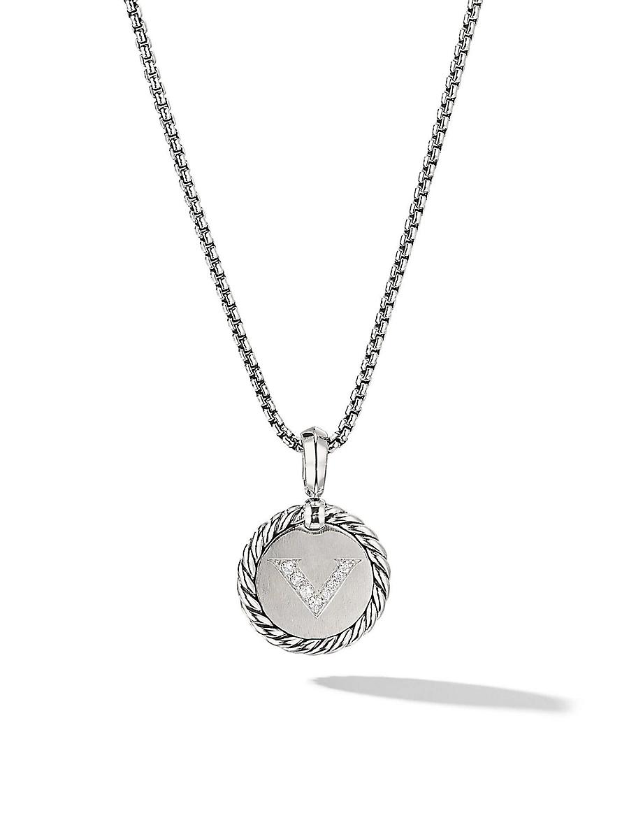 Womens Initial Charm Necklace in Sterling Silver Product Image