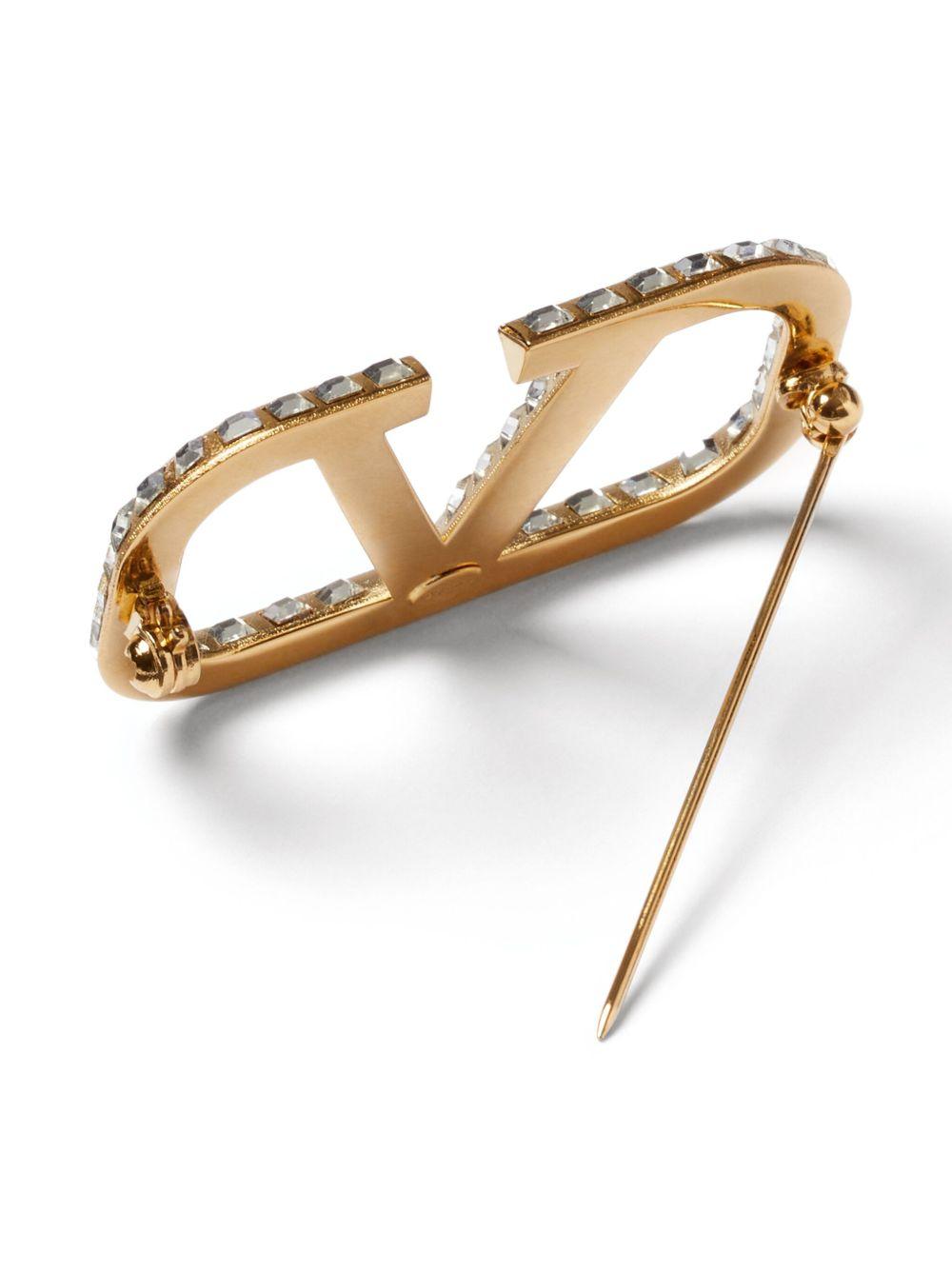 VLogo Signature crystal-embellished brooch Product Image