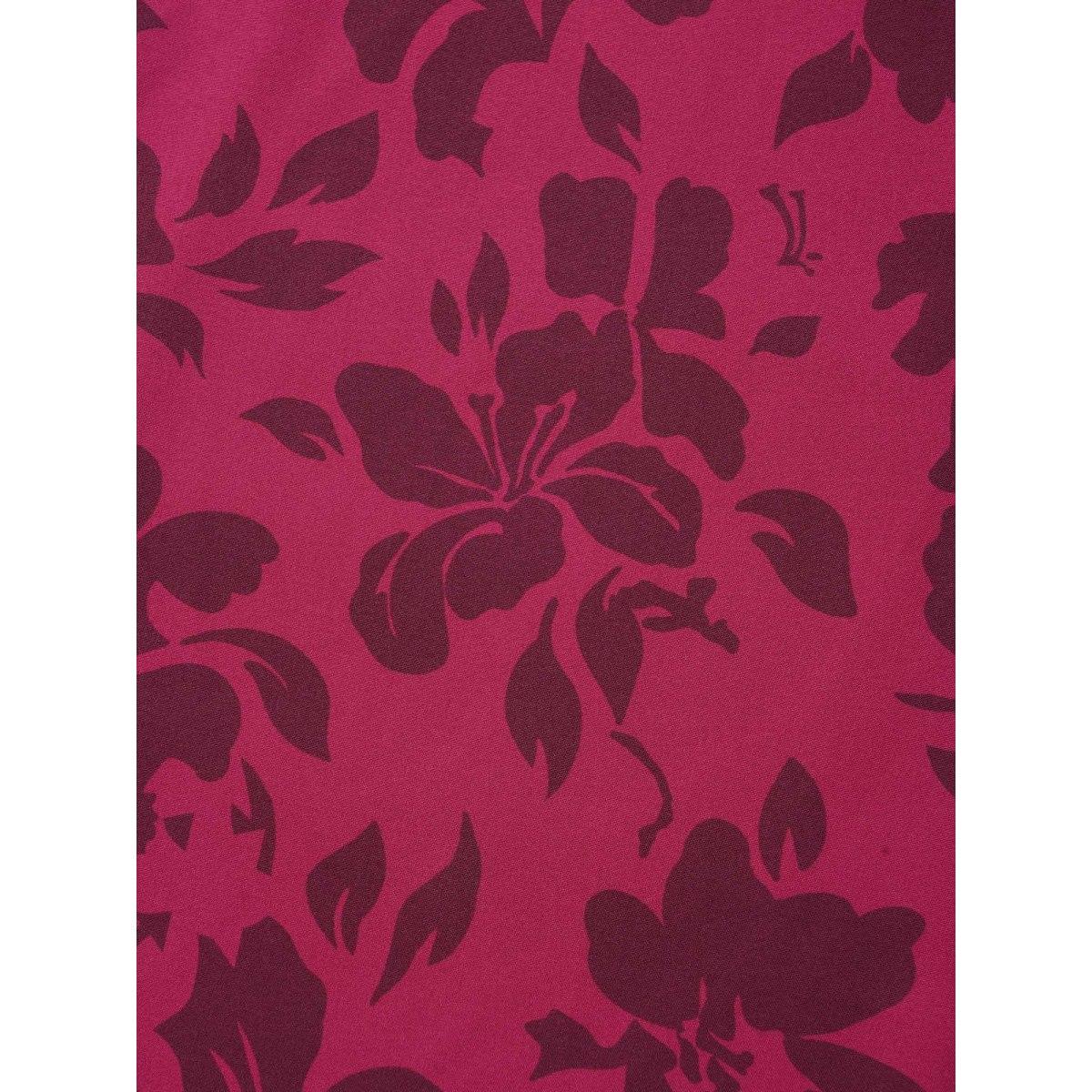 Plus Size Romantic Flower Print Pockets Midi Dress RedViolet Women Elegant Non V-neck Short sleeve Curvy BloomChic 14-16/1X Product Image