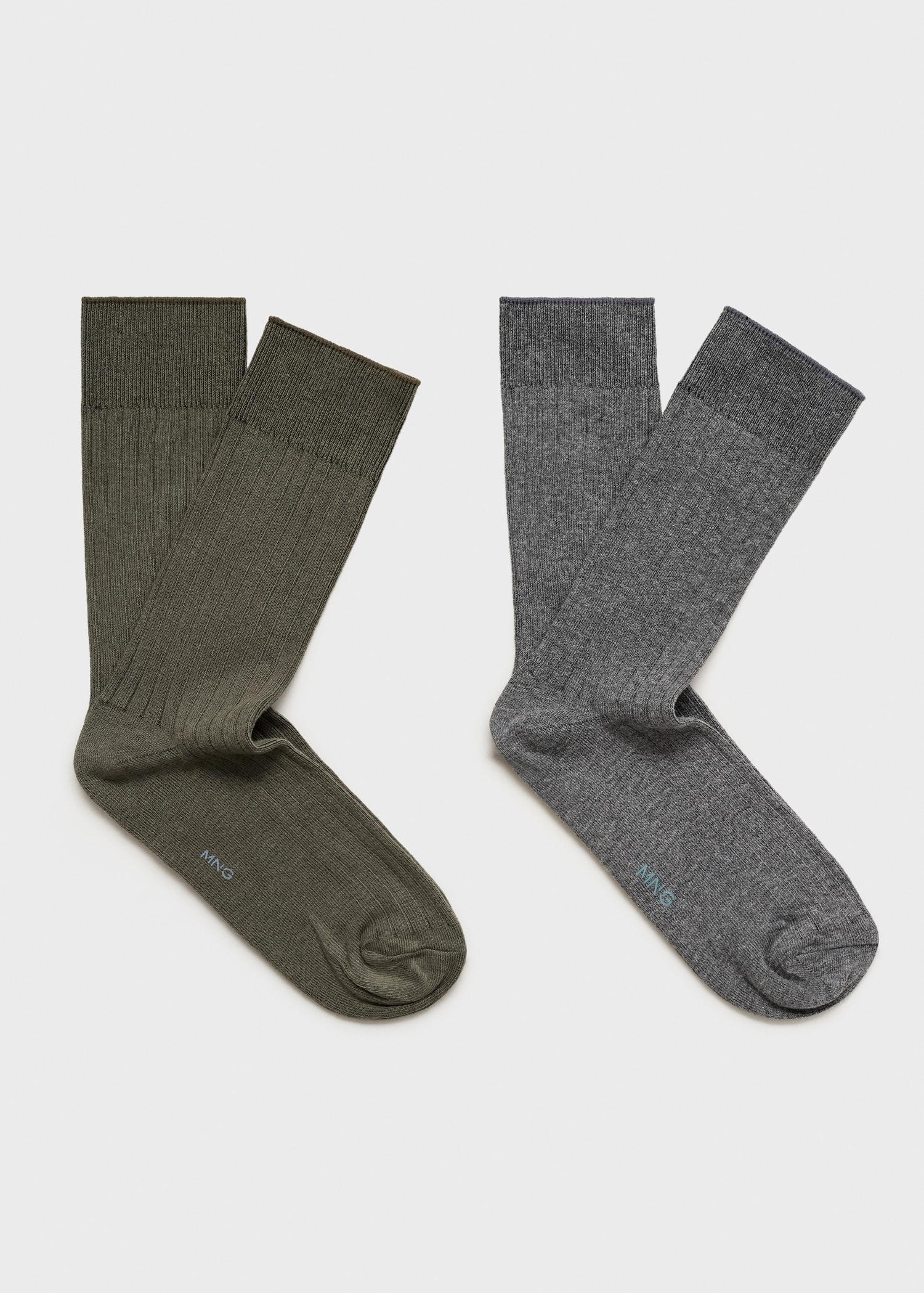 Pack of 2 ribbed cotton socks - Men | MANGO USA Product Image