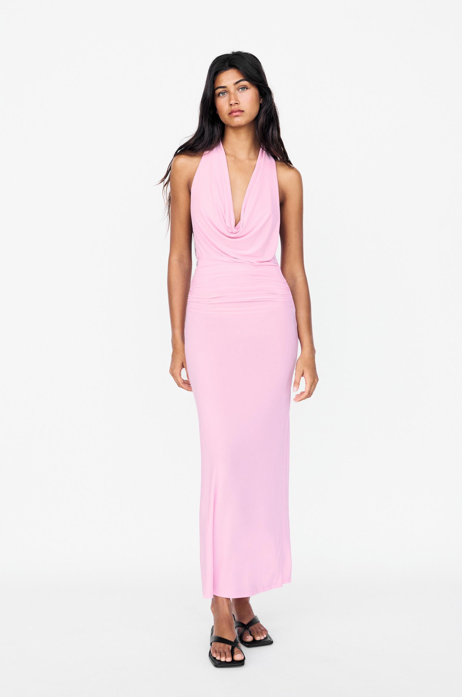 Midi dress with an open back and bow Product Image