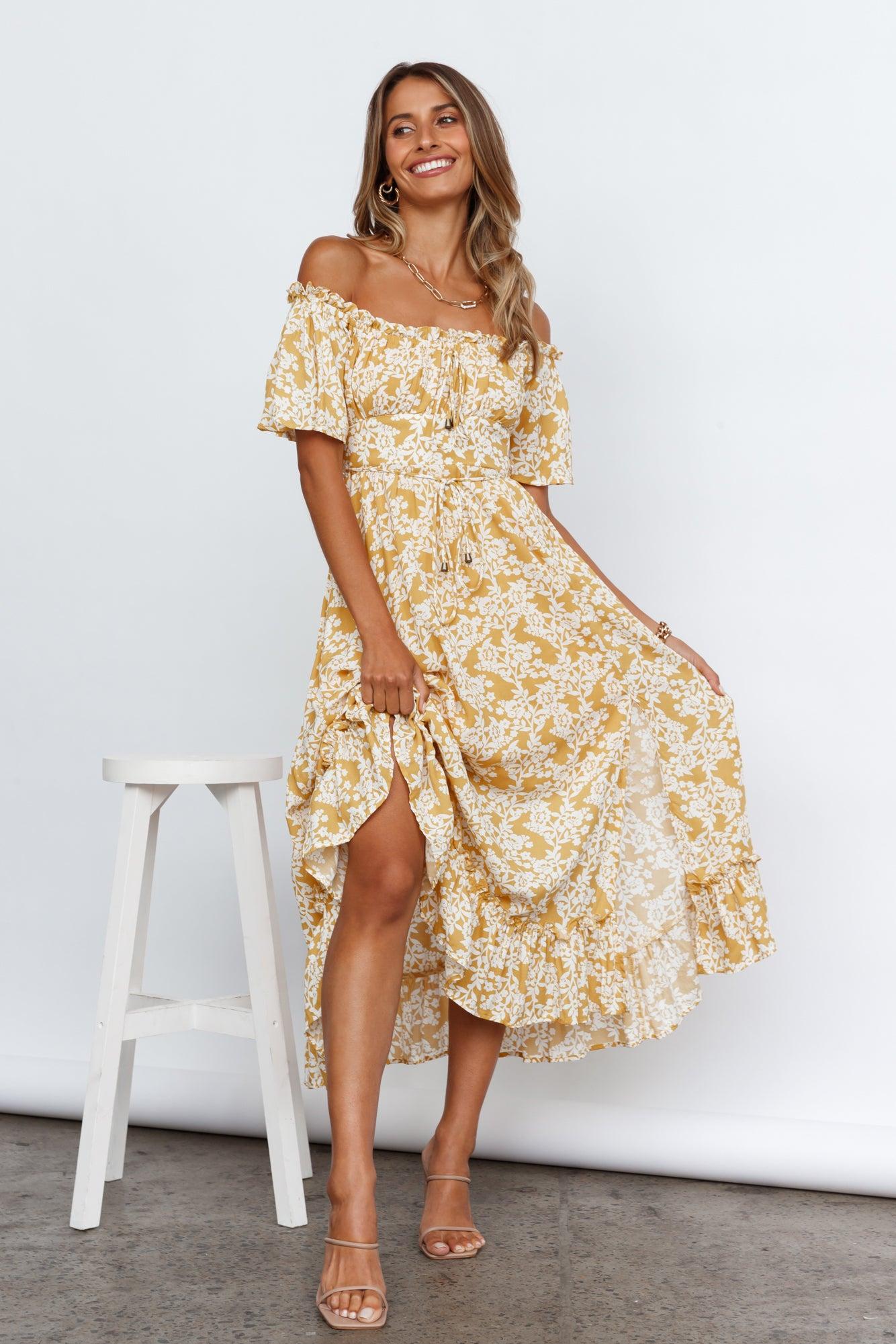Boho Muse Midi Dress Yellow Product Image