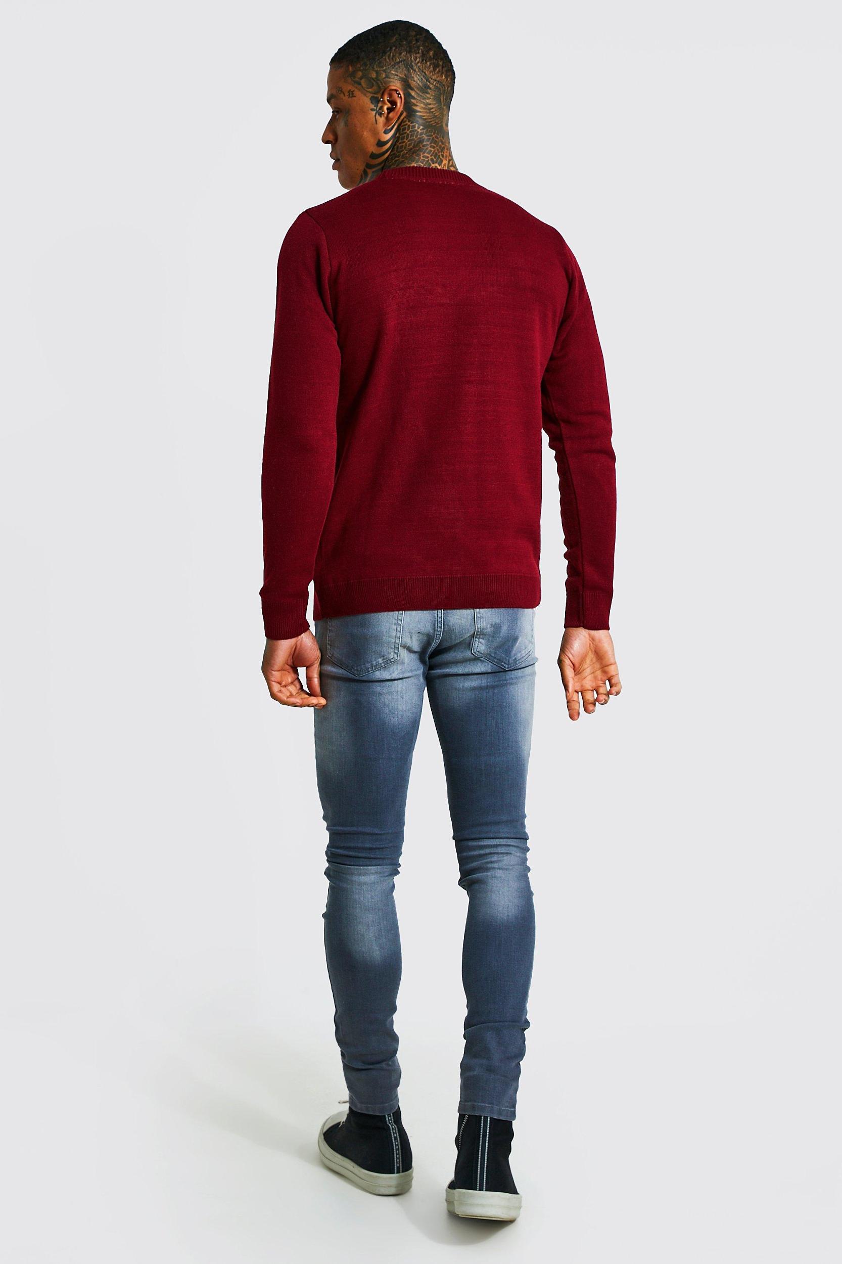 Slogan Christmas Sweater | boohooMAN USA Product Image