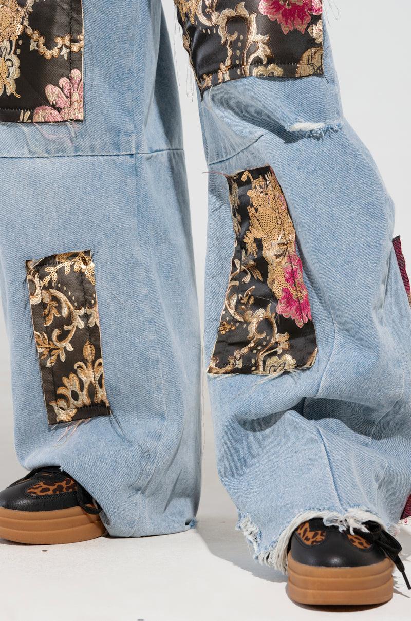 QUEENDOM BROCADE PATCH RELAXED DENIM Product Image