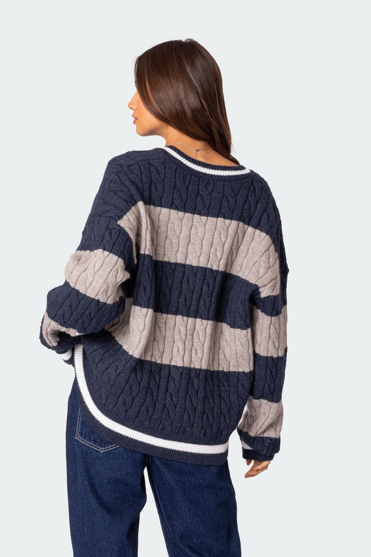 Romie V Neck Cable Knit Sweater Product Image