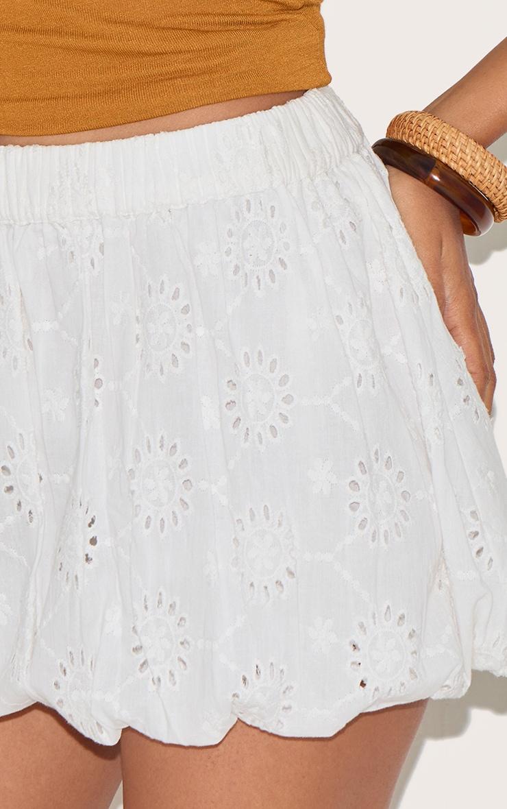 White Broderie Puffball Mini Skirt Product Image