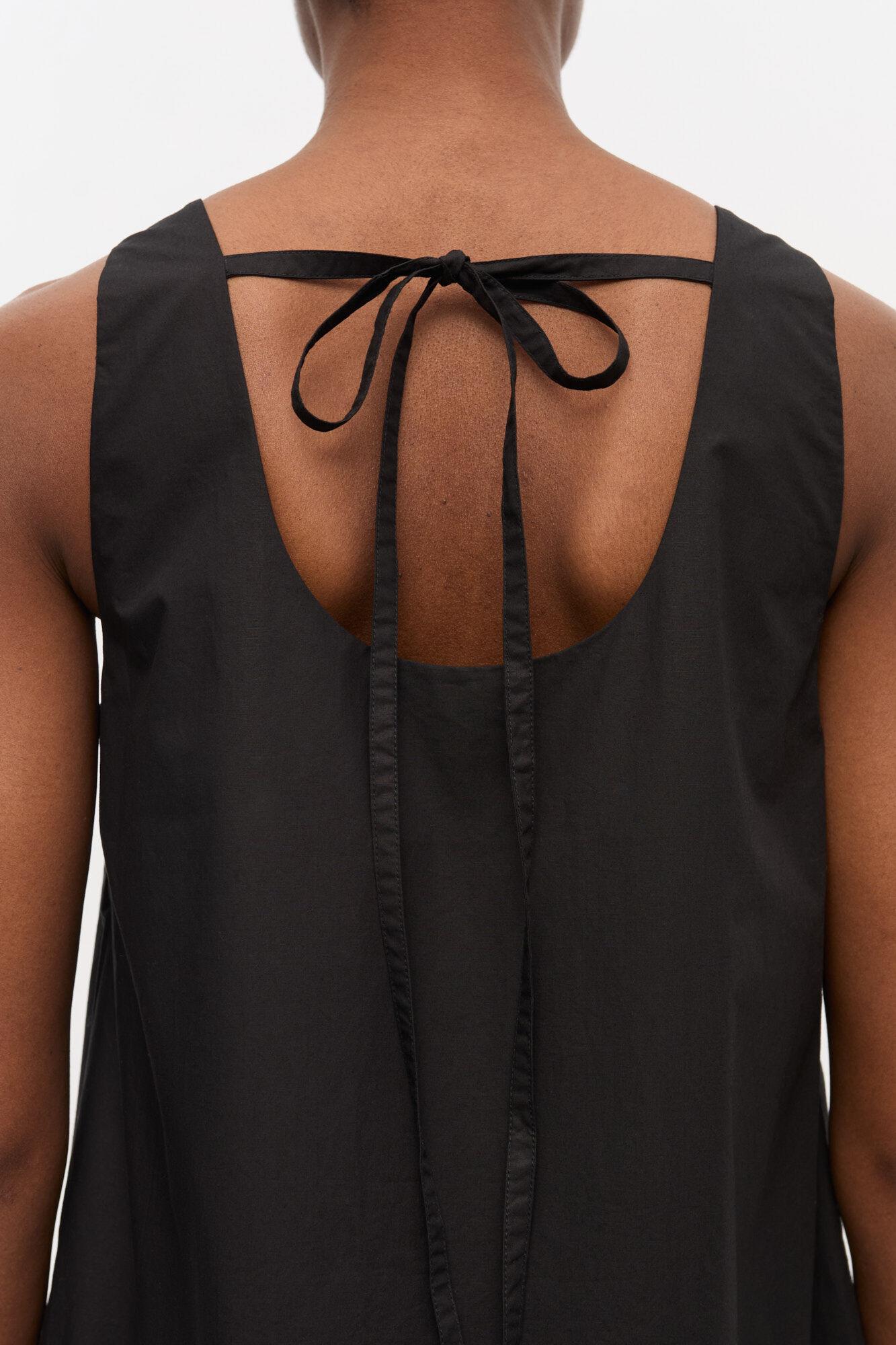 Black Cotton Poplin Mini Dress Product Image