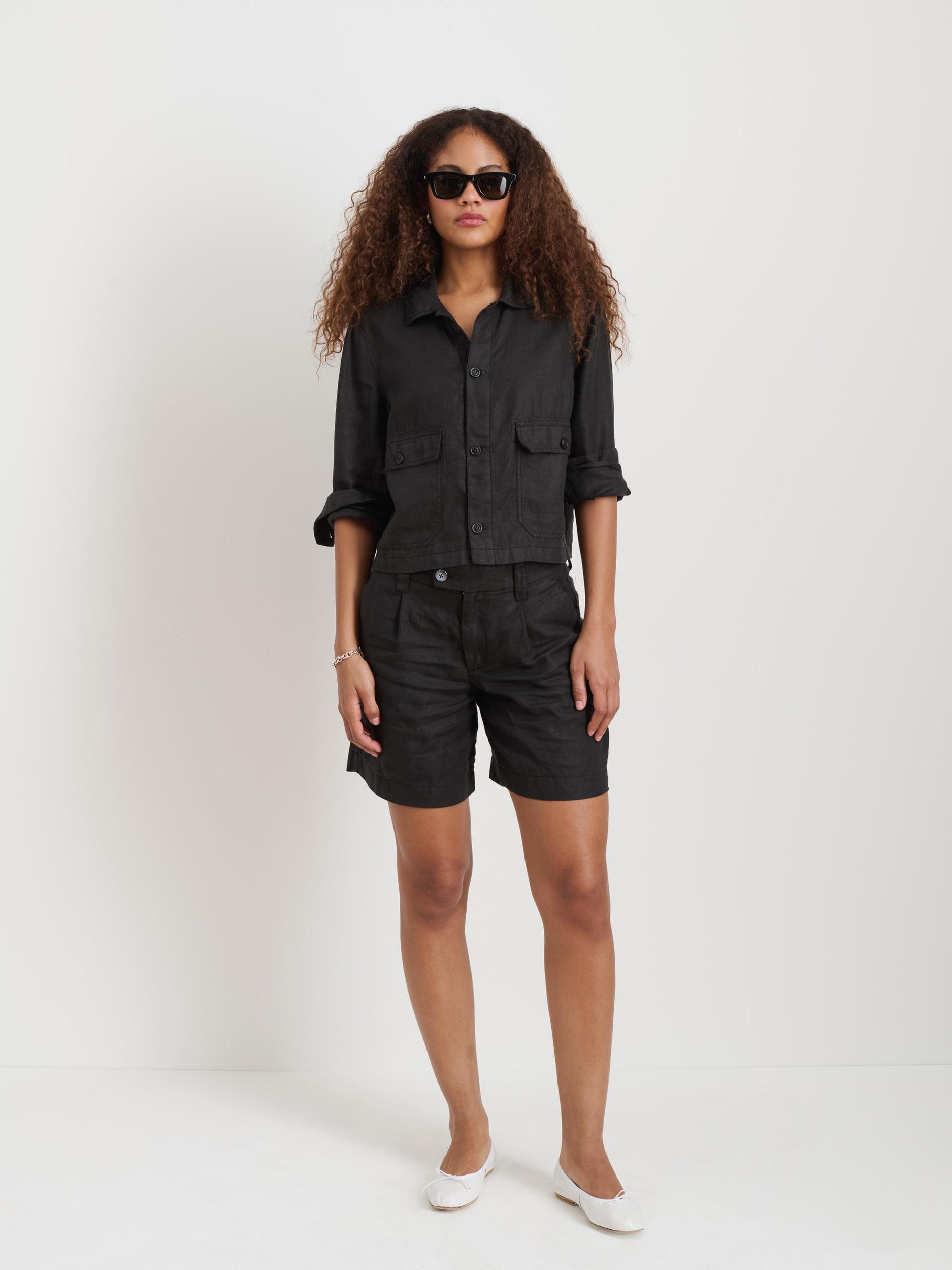 Cropped Work Jacket In Linen Product Image