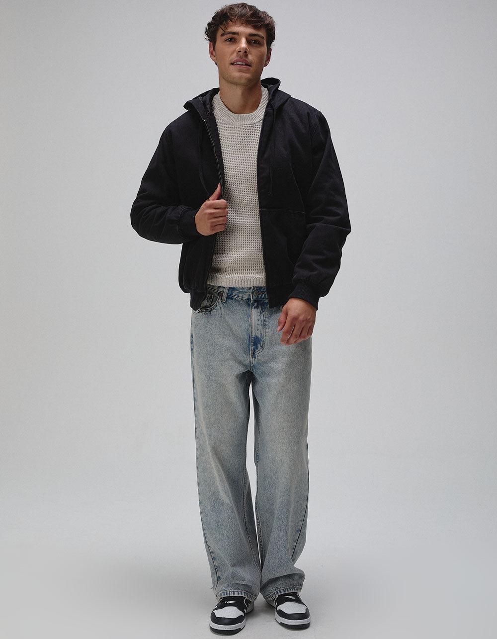 RSQ Mens Oversized Hooded Twill Jacket - OLIVE Product Image