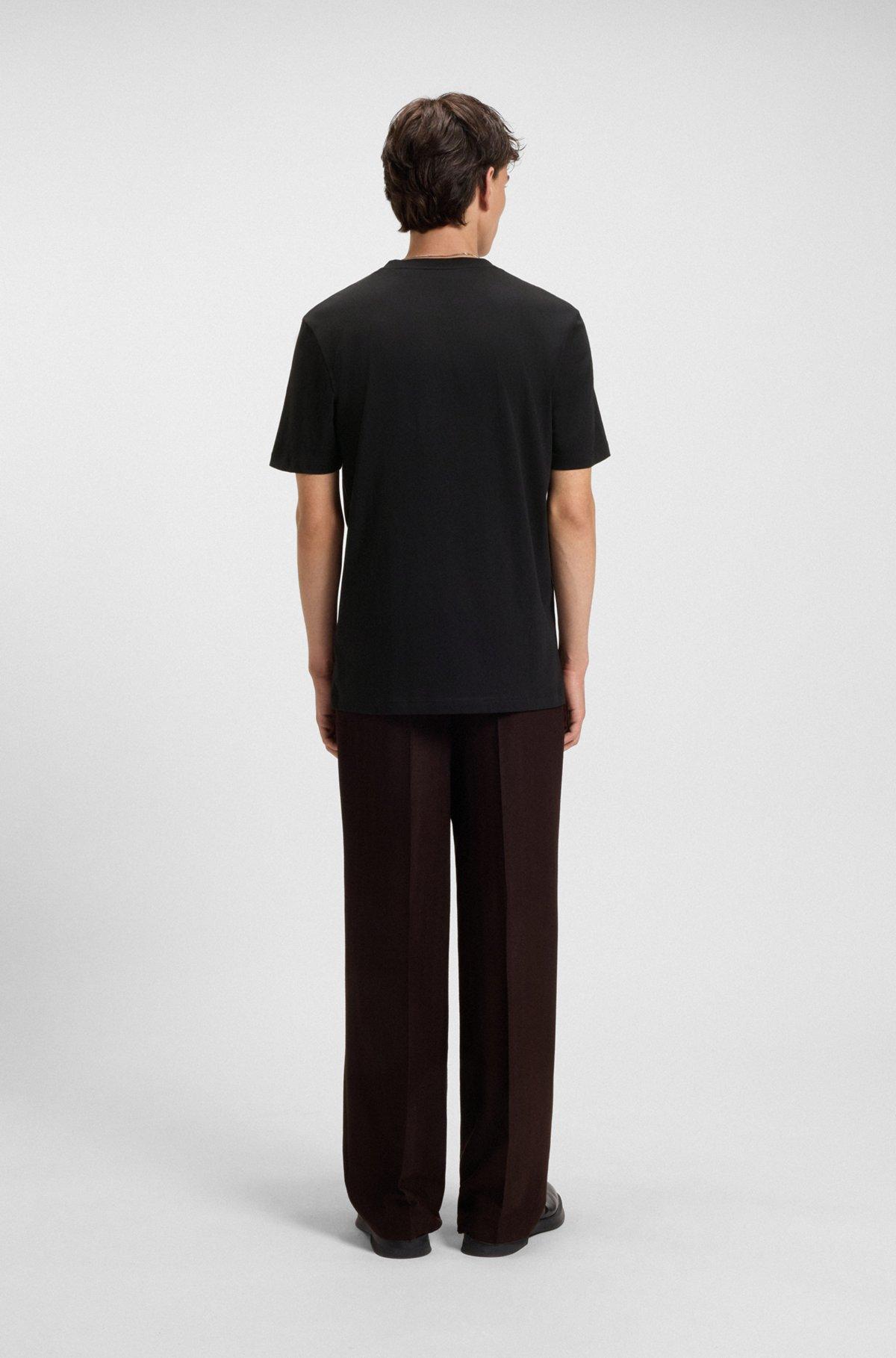 Cotton-jersey T-shirt with geometric logo embroidery Product Image