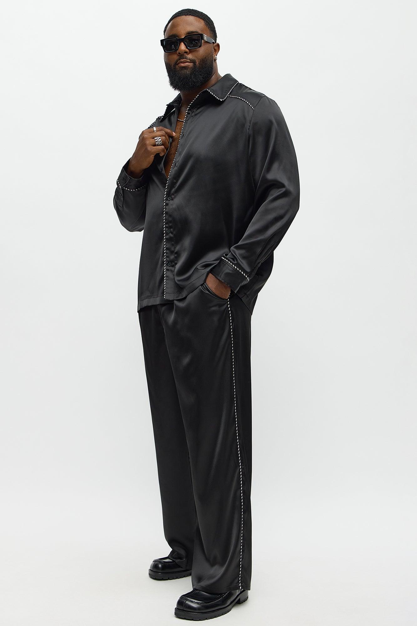 Relaxed Luxe Track Trousers - Black Male Product Image