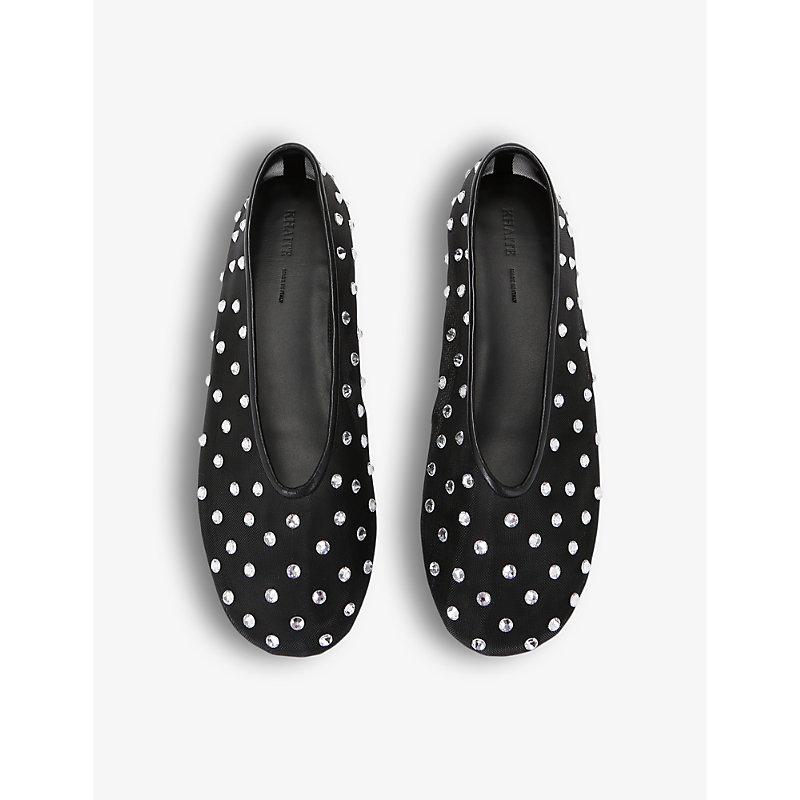 KHAITE Marcy Crystal-embellished Mesh Flats In Black Product Image