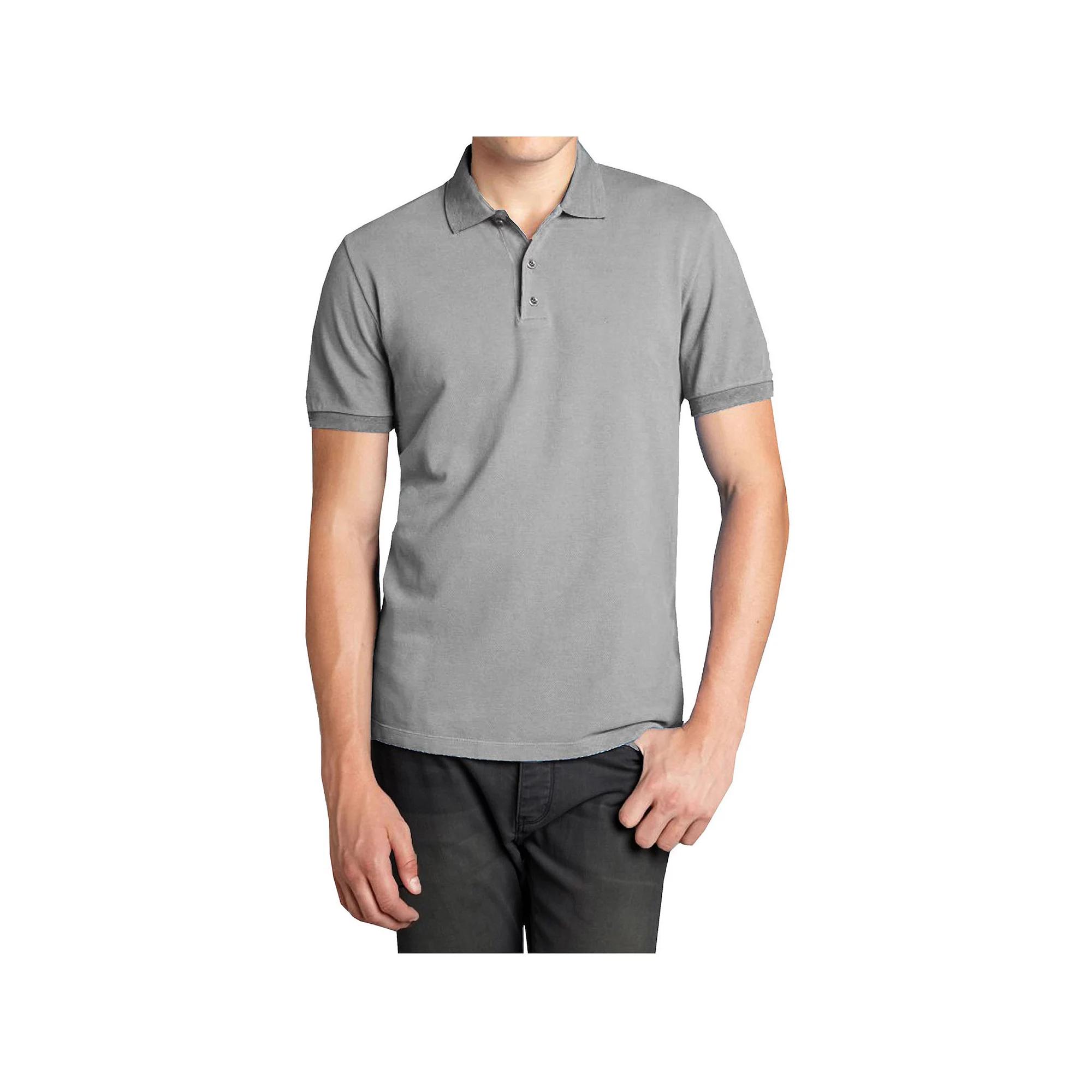 Men's Galaxy Short Sleeve Pique Polo, Size: Large, Grey Gray Product Image
