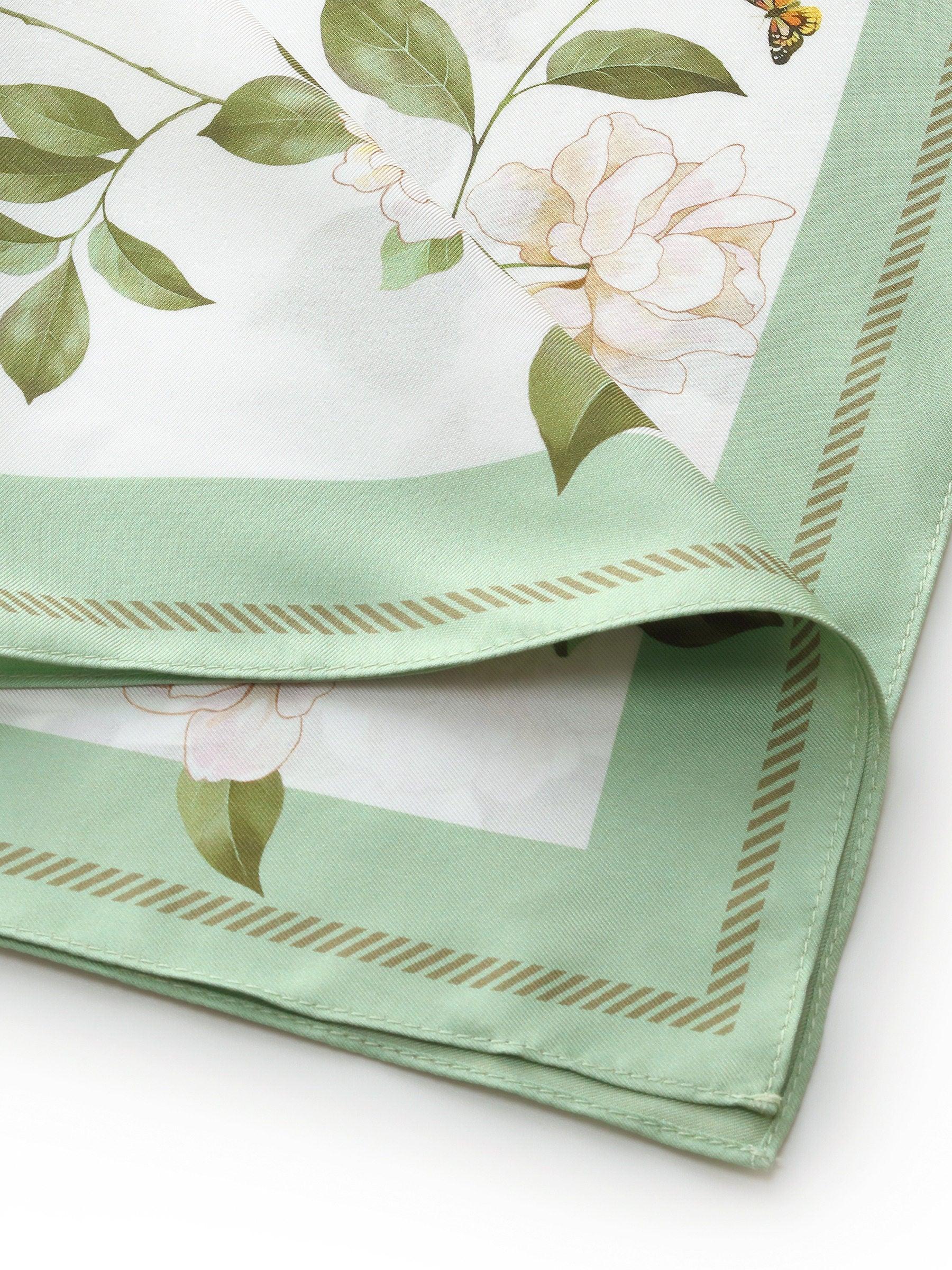 100% Mulberry Silk Rose Print Women Scarf Product Image