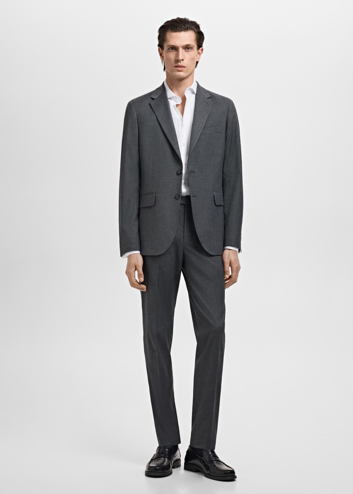 Slim-fit twill fabric suit with shirt cufflinks - Men | MANGO USA Product Image