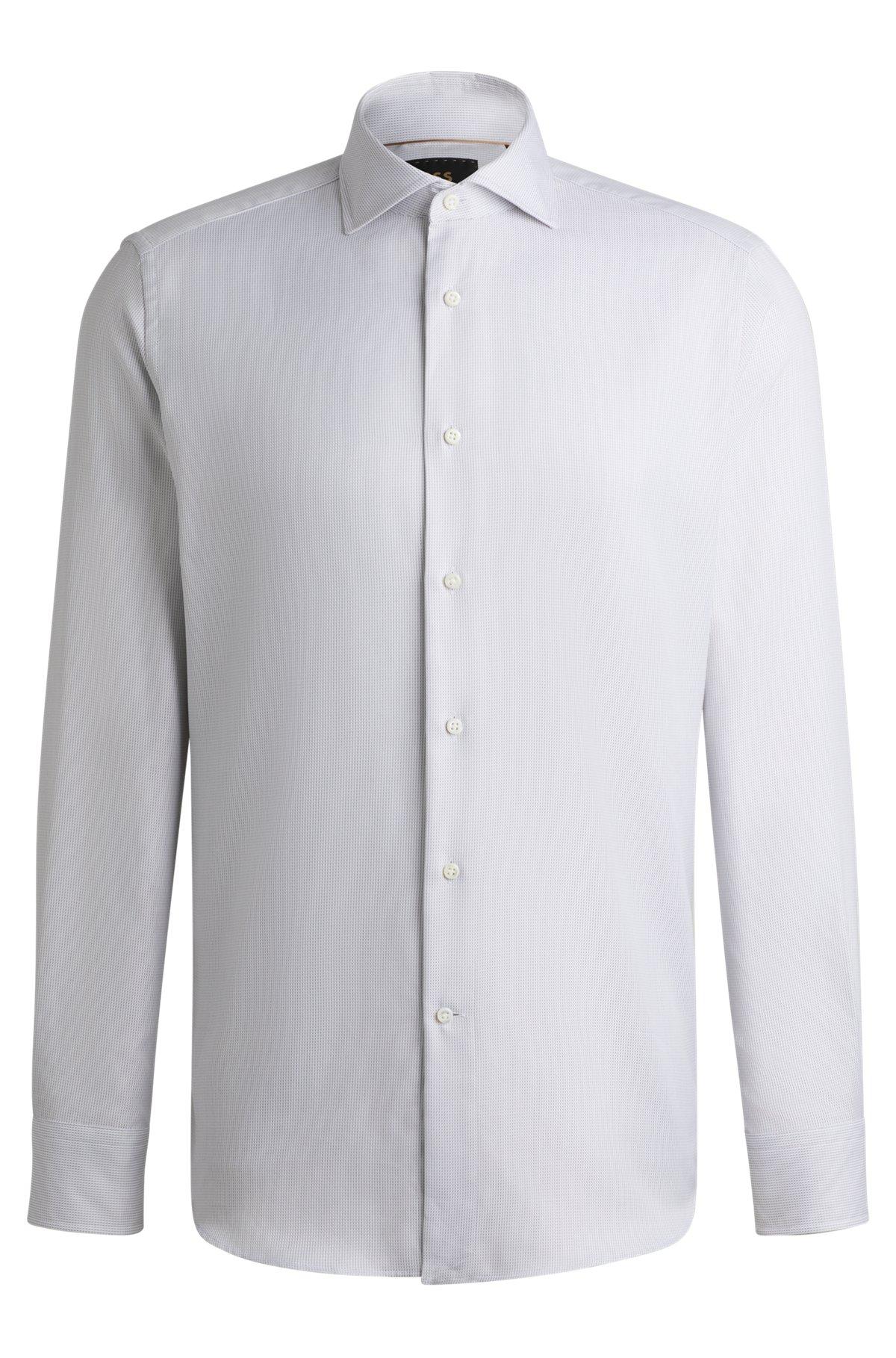 Regular-fit shirt in structured crease-resistant cotton Product Image