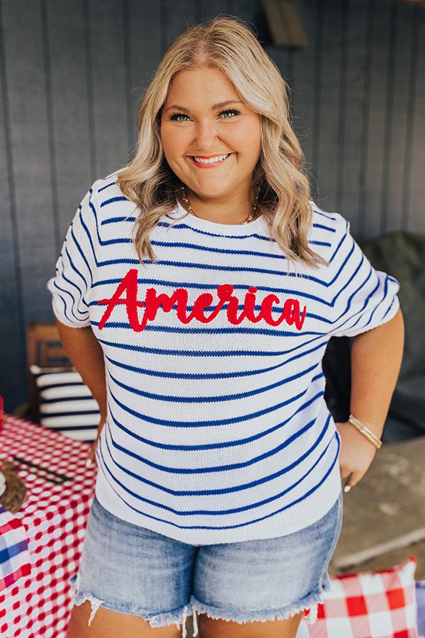 America Embroidered Knit Top Curves Product Image