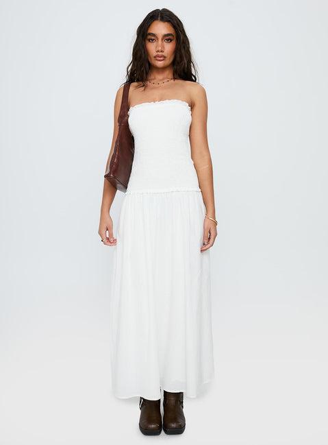 Tinsie Strapless Maxi Dress White Product Image