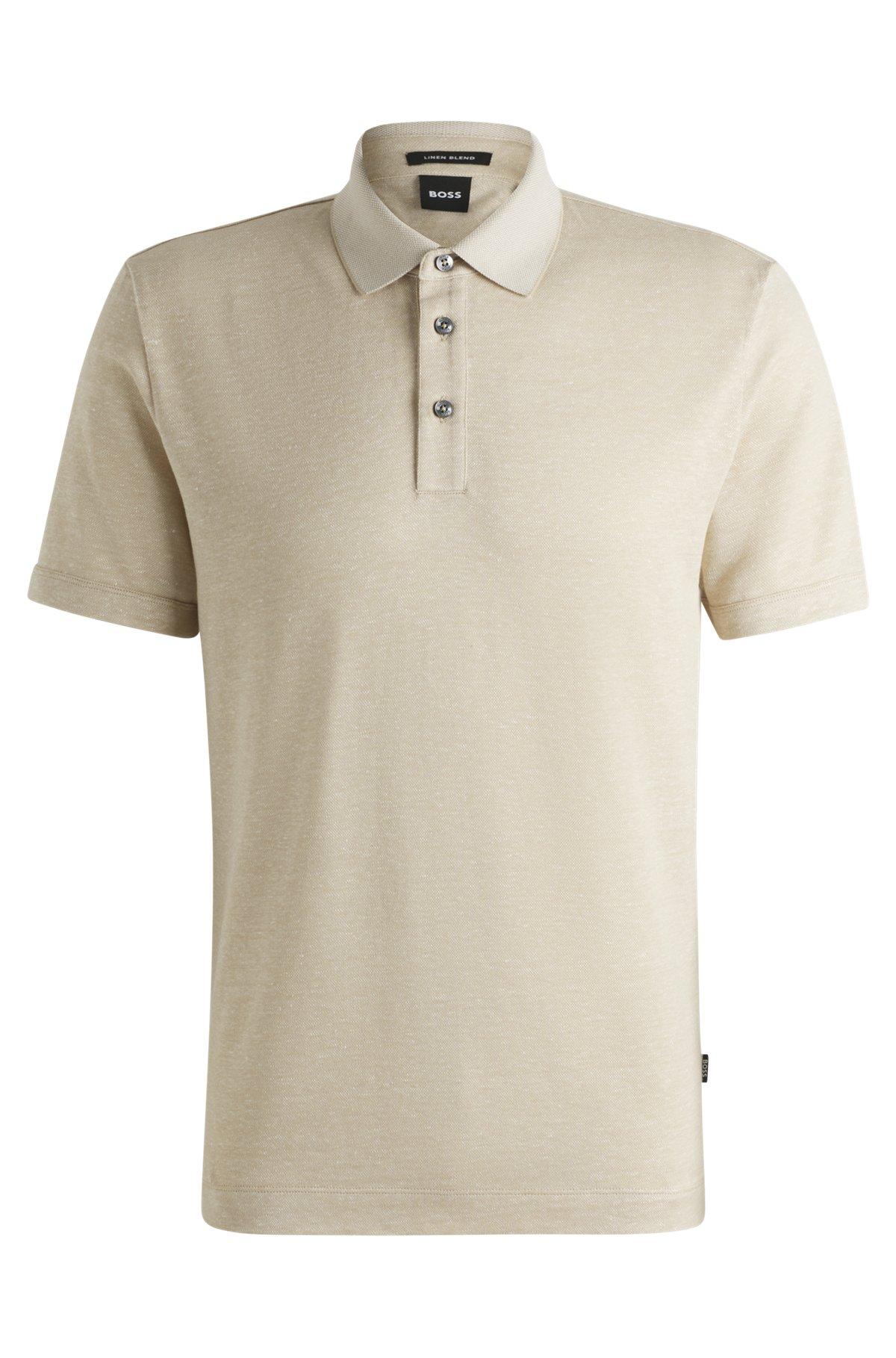 Knit polo shirt in cotton and linen Product Image