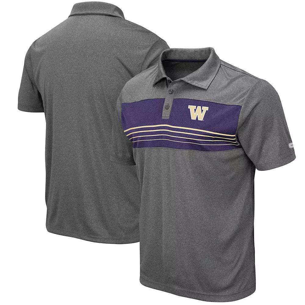 Men's Colosseum Heathered Charcoal Washington Huskies Smithers Polo,  Product Image