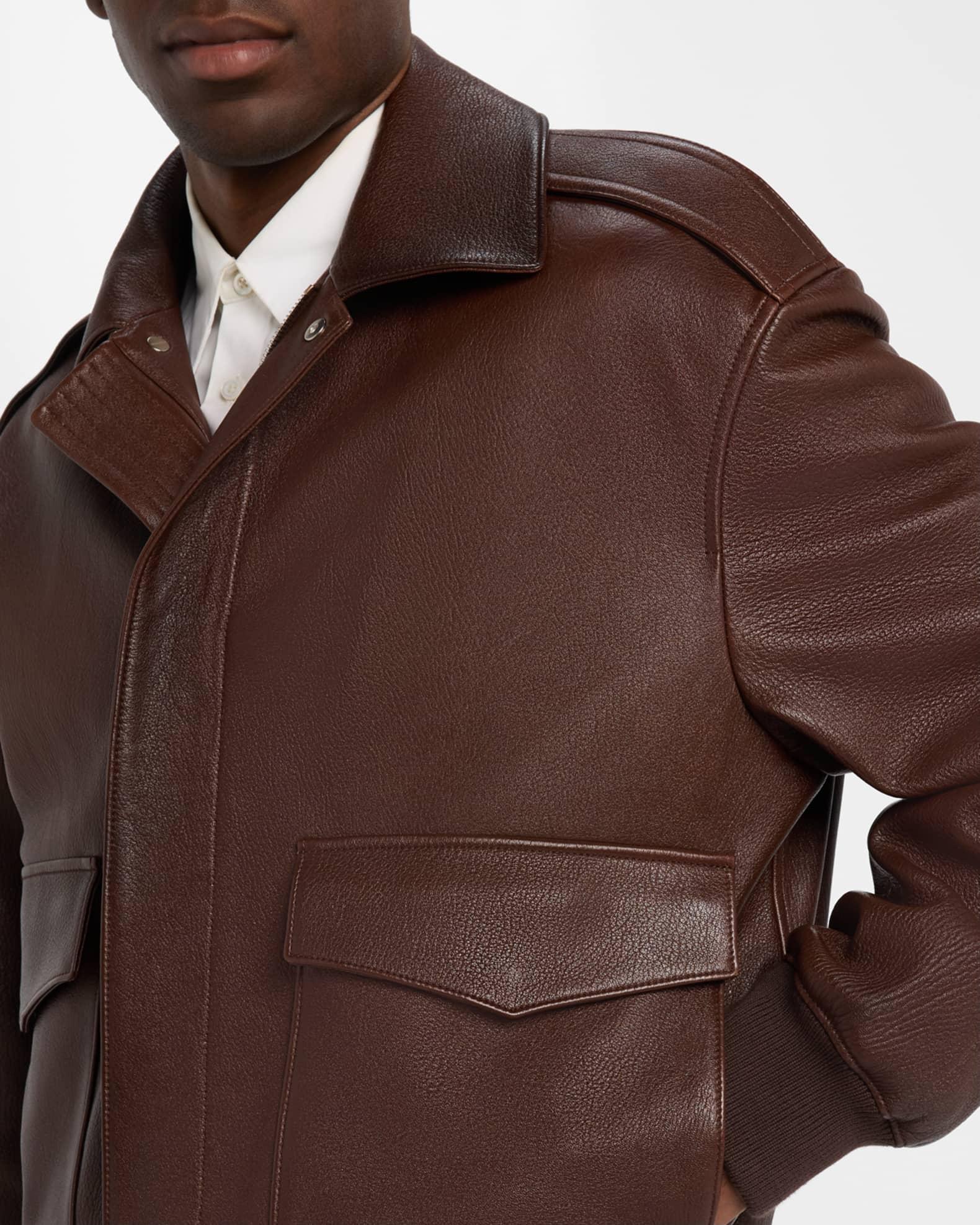 Men's Leather Blouson Jacket Product Image