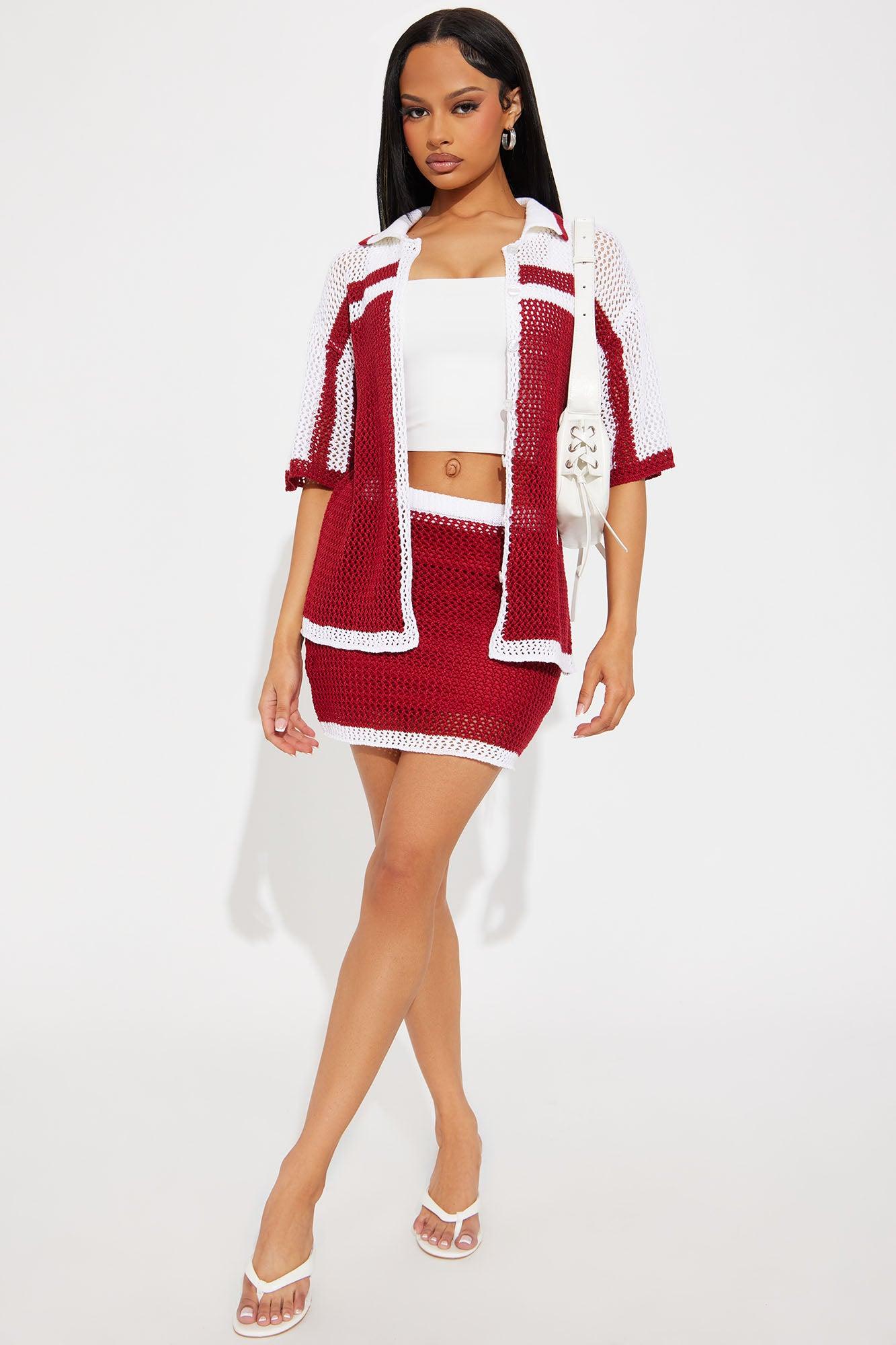 Game On Crochet Skirt Set - Red/combo Product Image