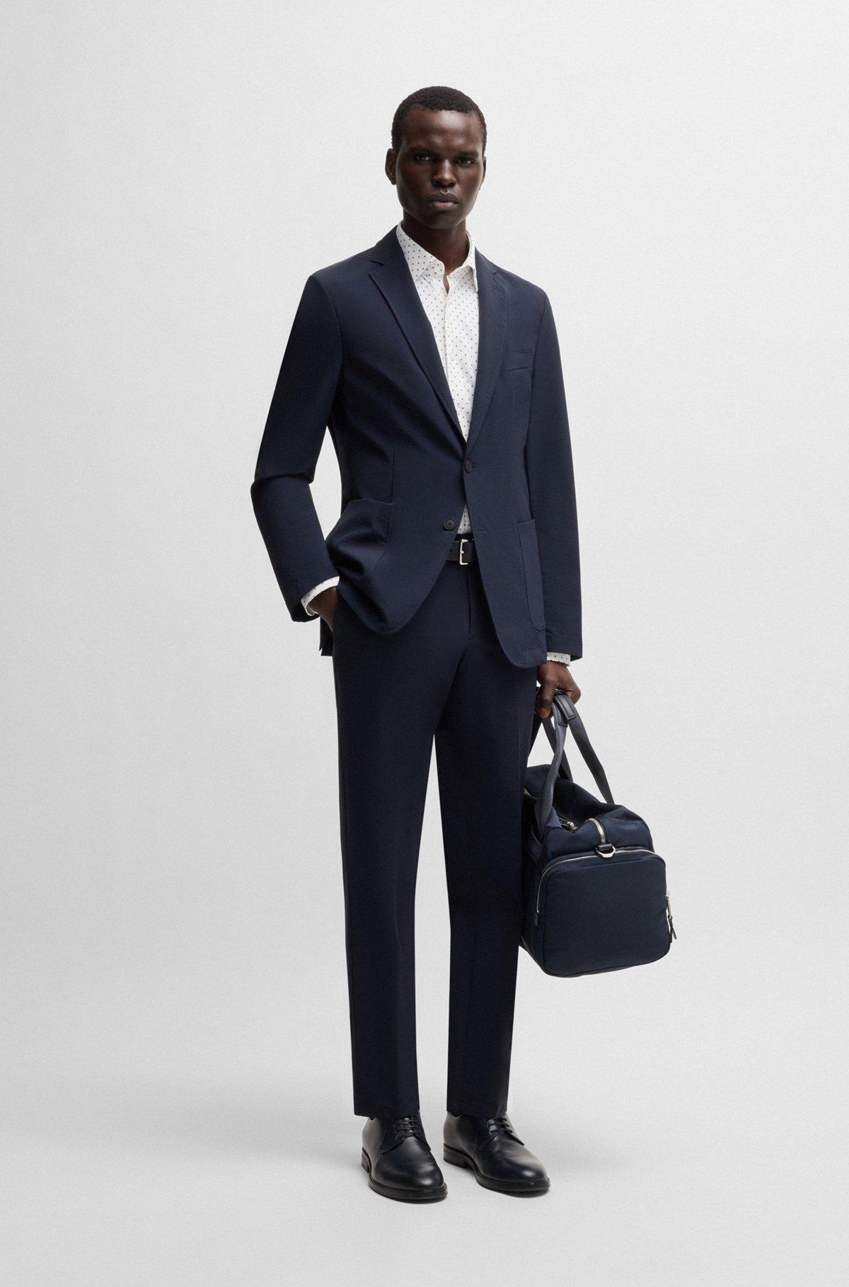 Slim-fit shirt in geometric-print performance-stretch fabric Product Image