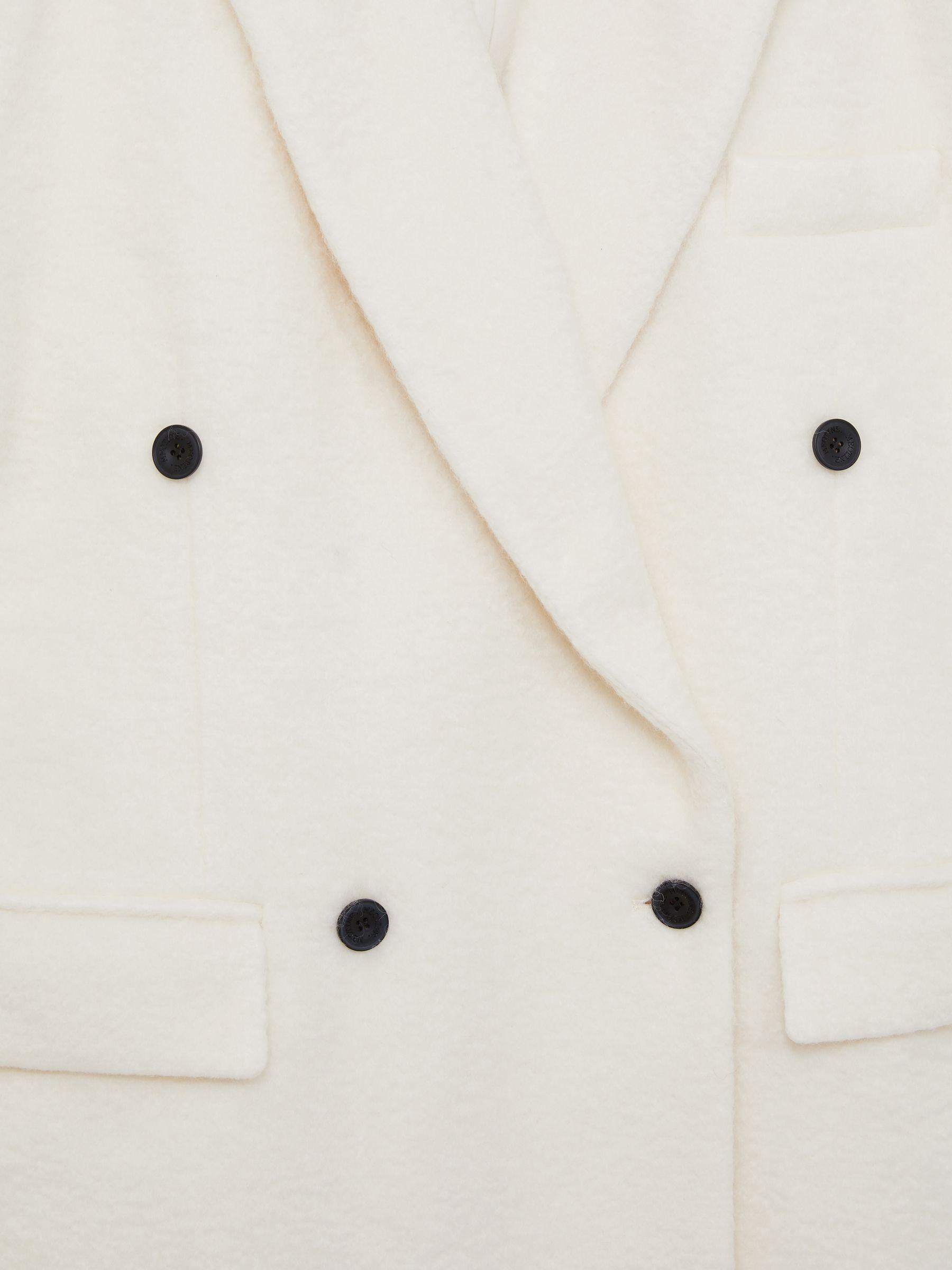 Meotine Double-Breasted Coat With Mohair in Cream Product Image