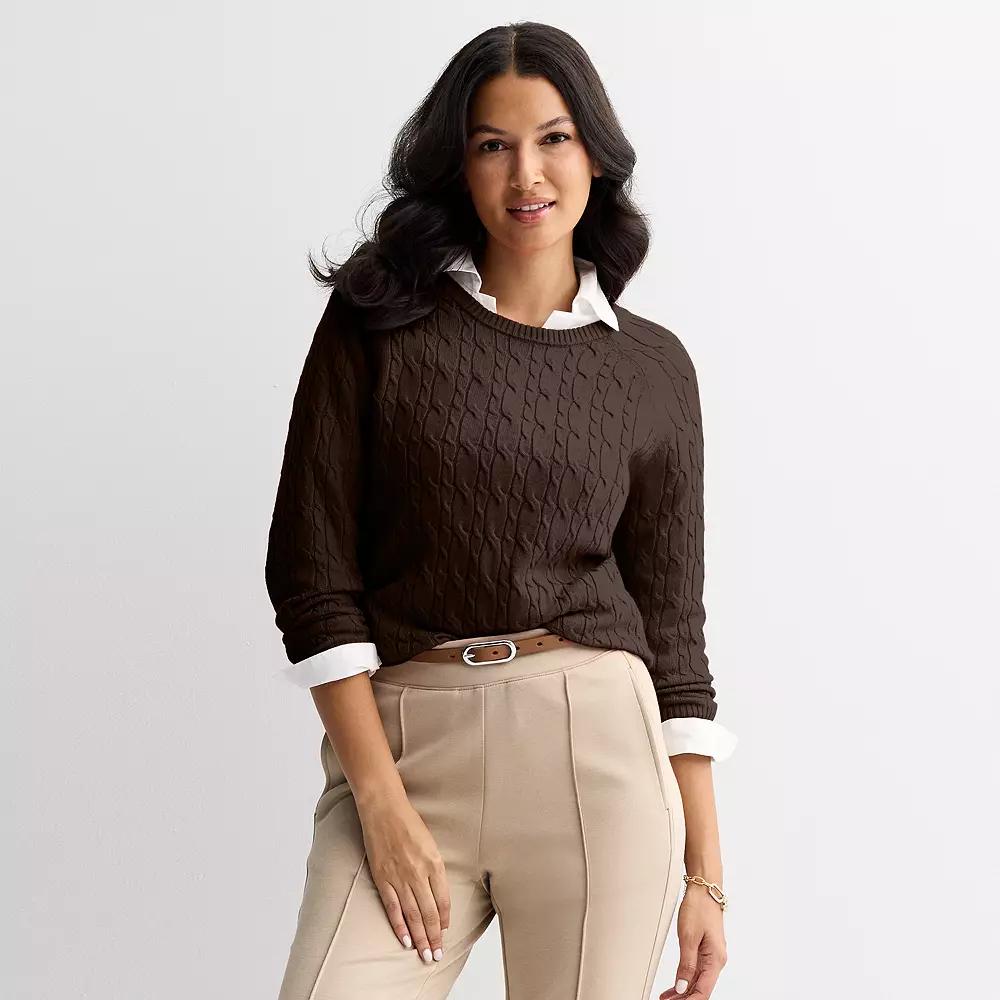 Women's Croft & Barrow® The Extra Soft Cable Crew Neck Sweater,  Product Image