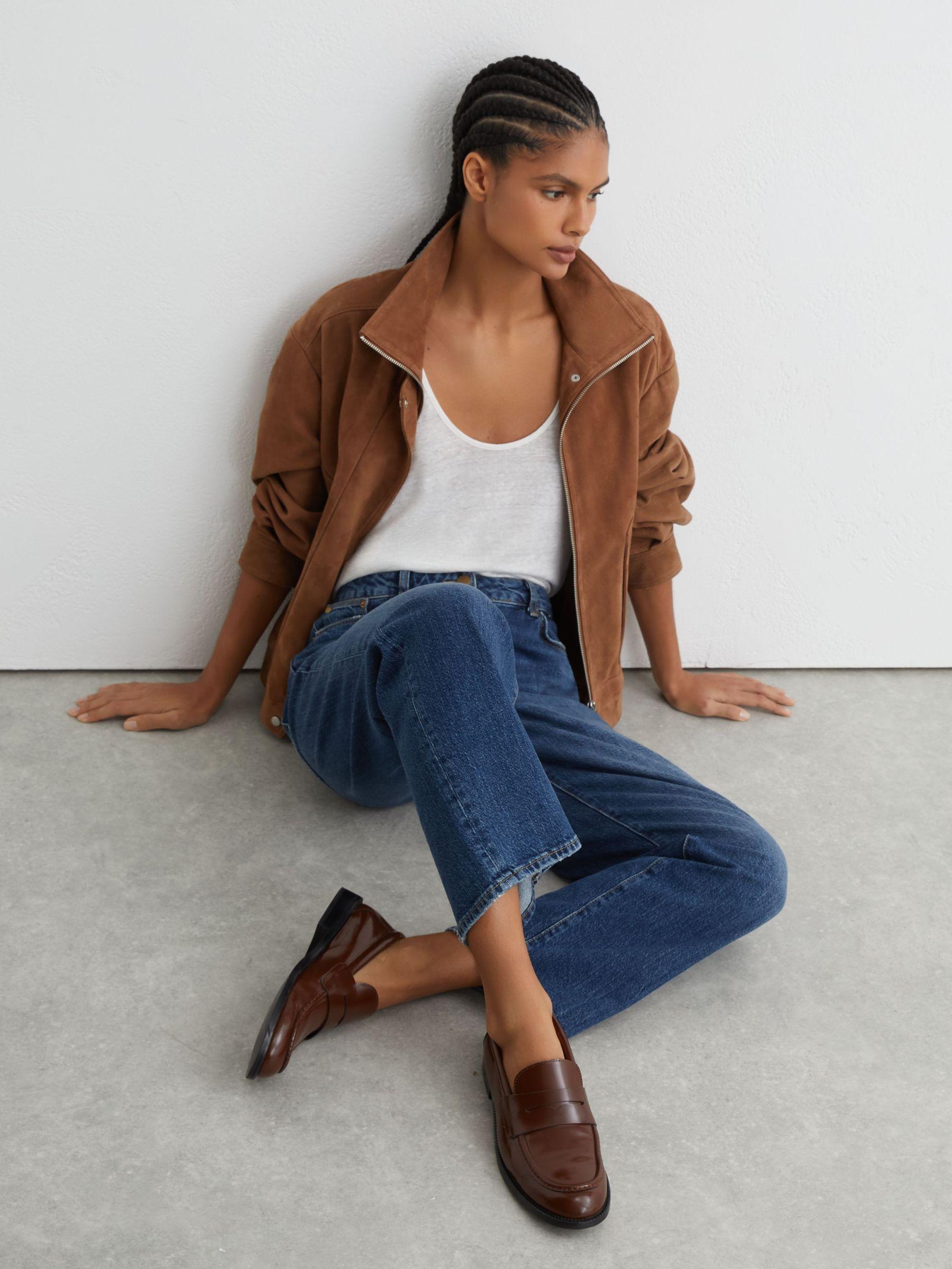 Petite Polka-Dot Wide-Leg Suit Trousers in White/Navy Product Image