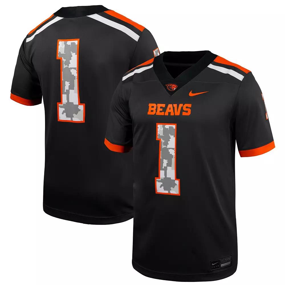 Men's Nike #1 Anthracite Oregon State Beavers Untouchable Replica Football Jersey, Size: Large, Grey Product Image