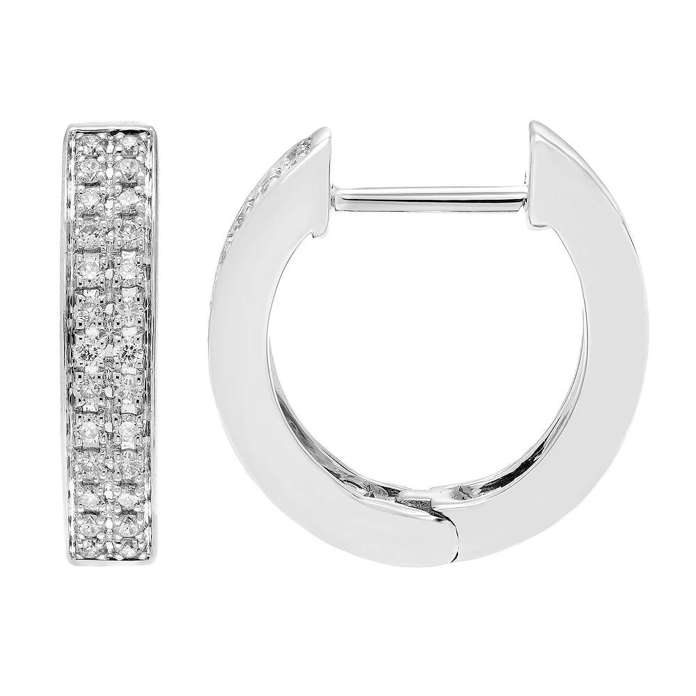 The Regal Collection 14k Gold 1/4 Carat T.W. Certified Diamond Huggie Hoop Earrings, Women's, 14k White Gold Product Image