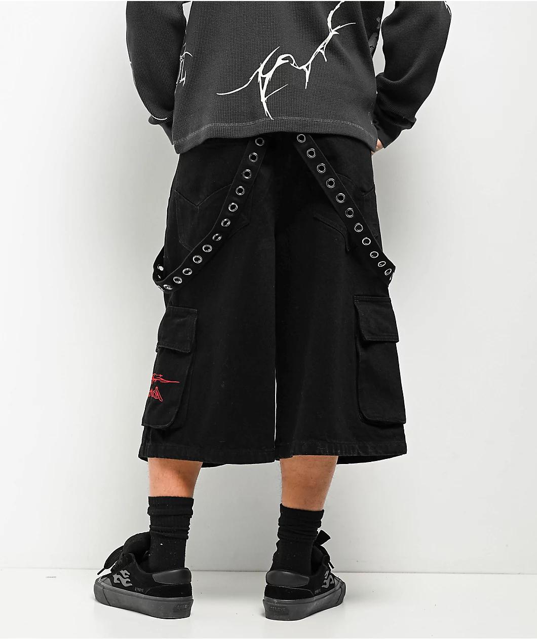 Empyre Ultra Wide Dark Blue Skate Jean Shorts Product Image