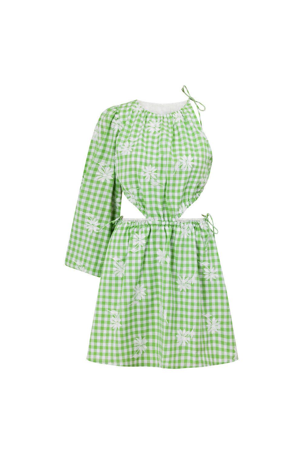 Ronnie One Shoulder Dress - Gingham Product Image