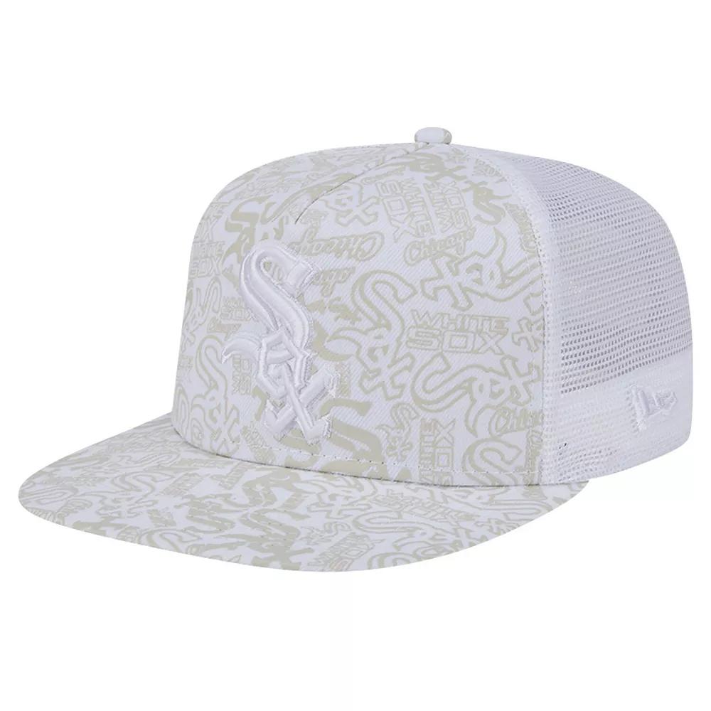 Men's New Era White Chicago White Sox Logo Dunes A-Frame Trucker 9FIFTY Snapback Hat Product Image