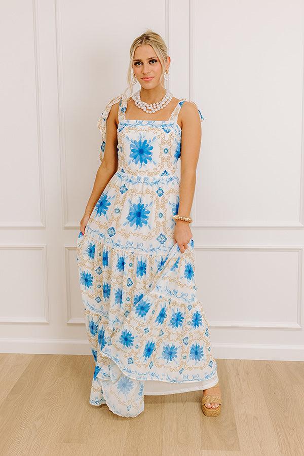 Garden Gala Floral Maxi Dress in Blue Product Image