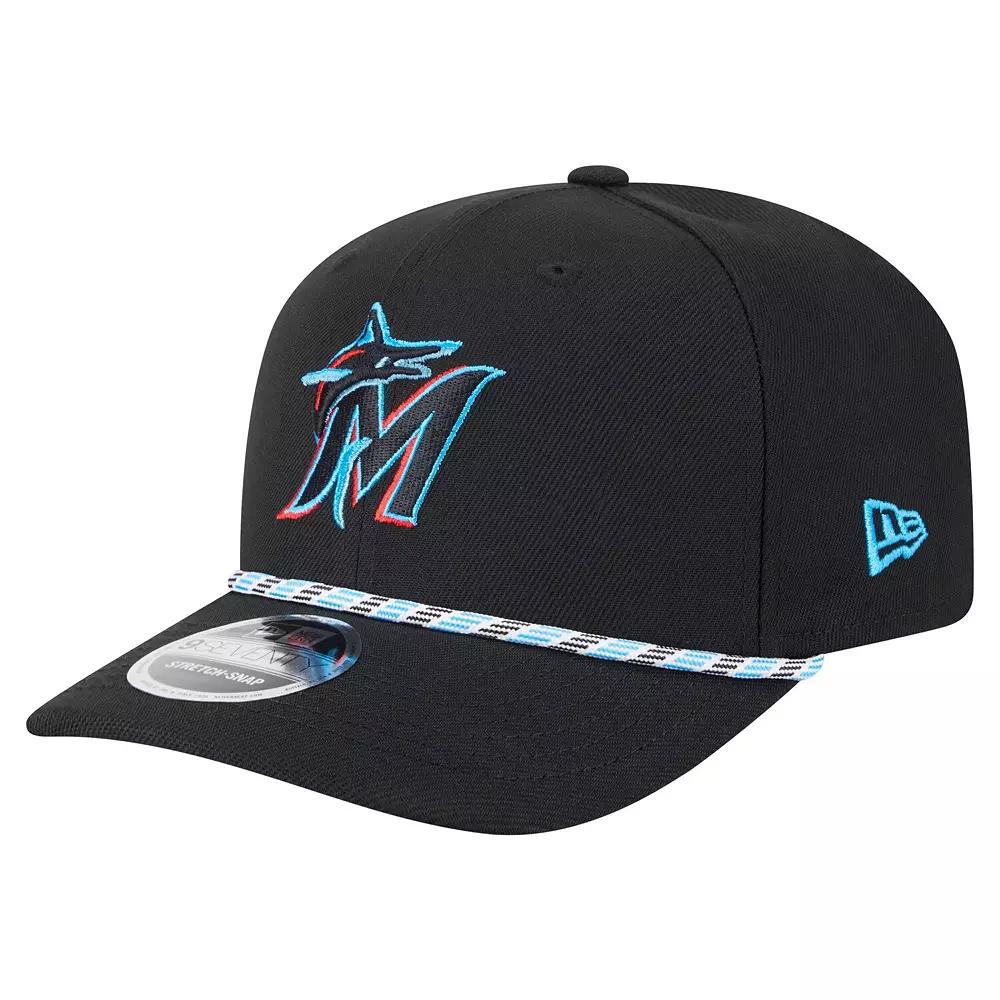 Men's New Era Black Miami Marlins Multi-Rope 9SEVENTY Stretch-Snap Hat Product Image