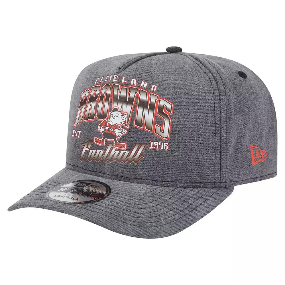 Men's New Era Black Cleveland Browns Throwback Washed A-Frame 9FIFTY Snapback Hat Product Image