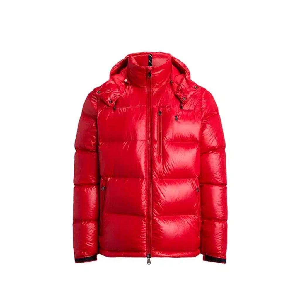POLO RALPH LAUREN The Gorham Glossed Down Jacket With Detachable Hood In Red Product Image