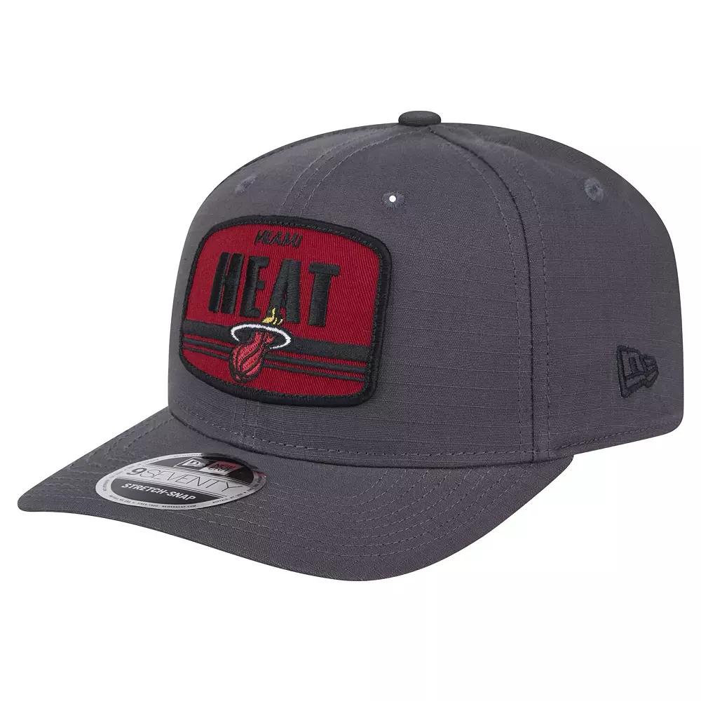 Men's New Era Graphite Miami Heat Team Elevated Patch 9SEVENTY Adjustable Hat, Dark G Product Image