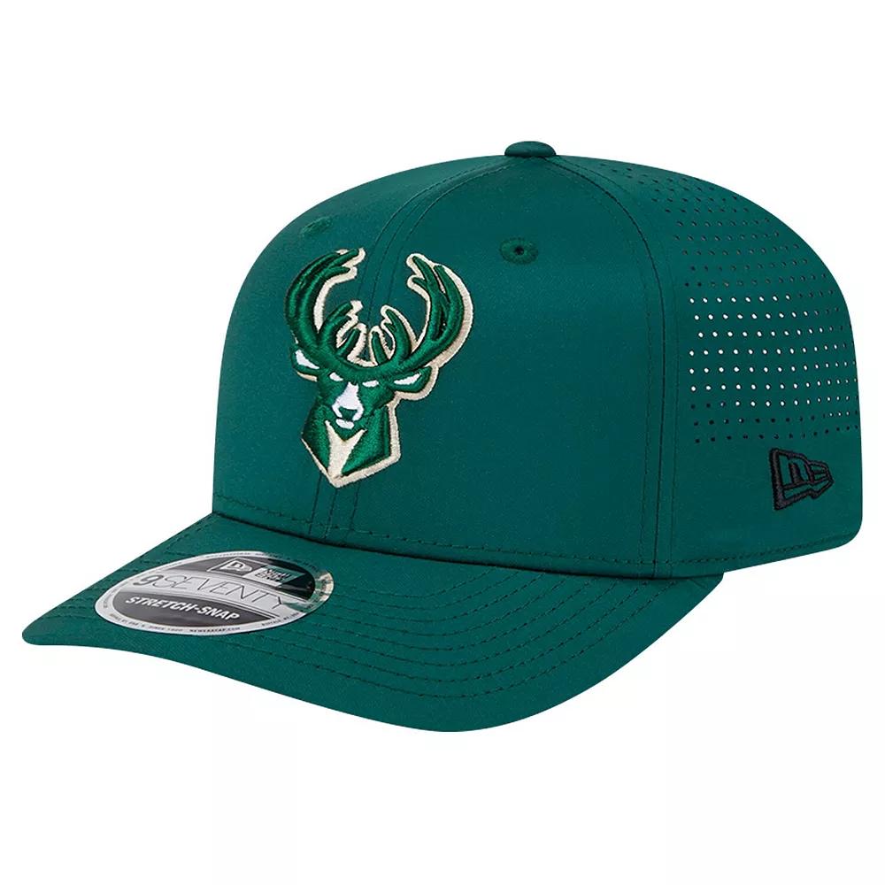Men's New Era Hunter Green Milwaukee Bucks Adventure Perform COOLERA 9SEVENTY Stretch-Snap Adjustable Hat, Team Product Image