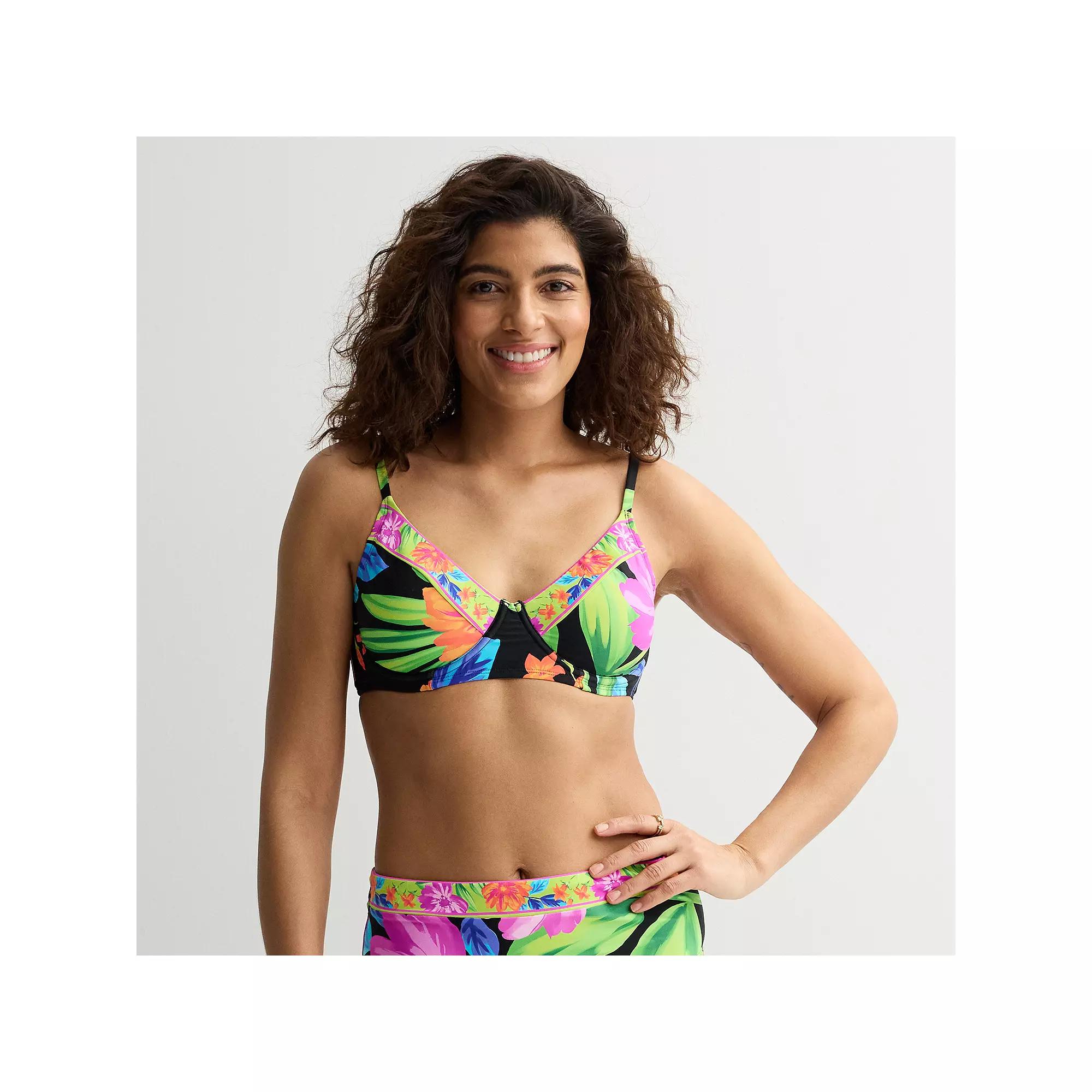 Women's Freshwater Underwire Seamed Bikini Top, Size: XL, Black Garden Product Image