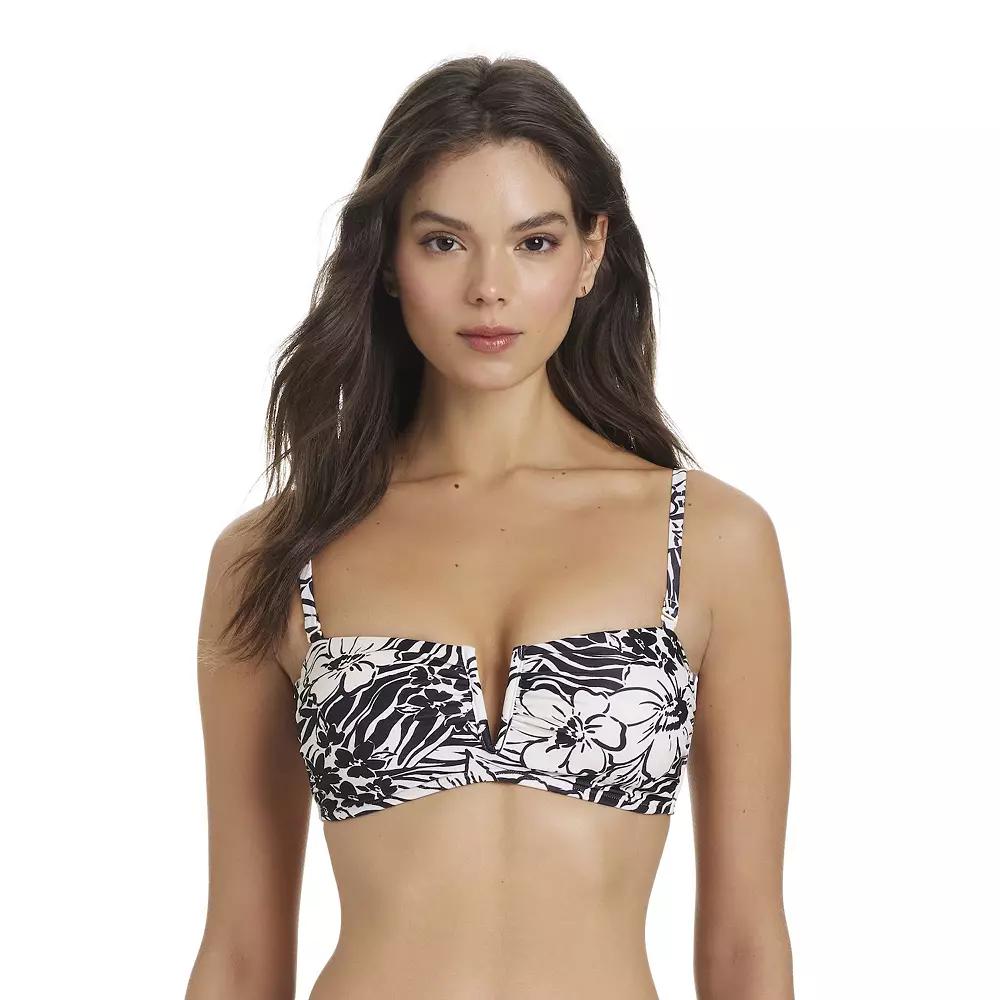 Women's Modern Supply by Sanctuary V-Wire Bandeau Swim Suit Top, Size: Medium, Animal Instincts Product Image