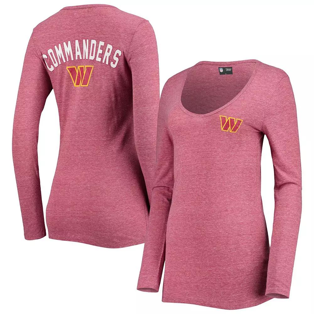 Women's New Era Burgundy Washington Commanders Scoop Neck Tri-Blend Long Sleeve T-Shirt,  Product Image