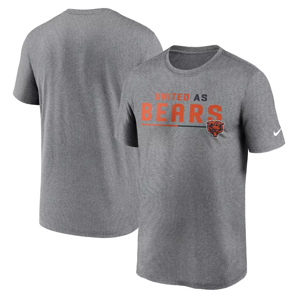 Men's Nike Heather Gray Chicago Bears Legend Team Shoutout Performance T-Shirt, Size: Large, Grey Product Image