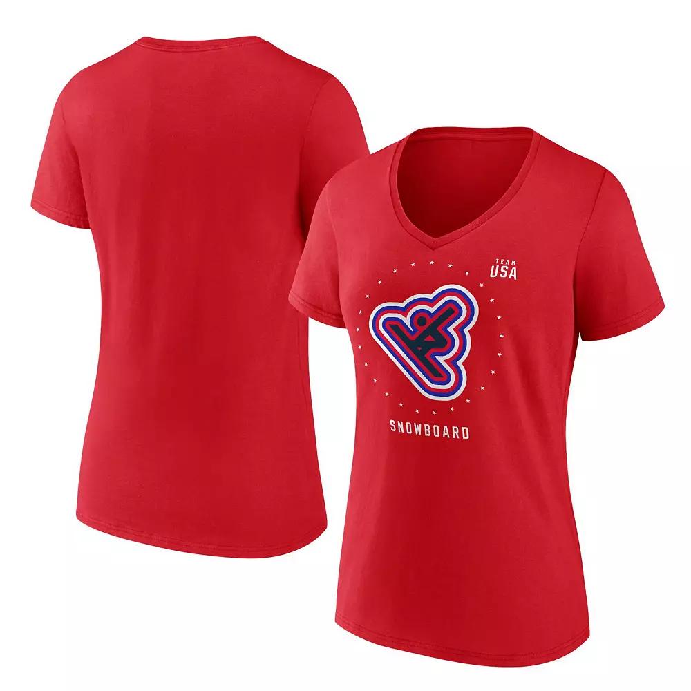 Women's Fanatics Branded Red Team USA Snowboard V-Neck T-Shirt,  Product Image