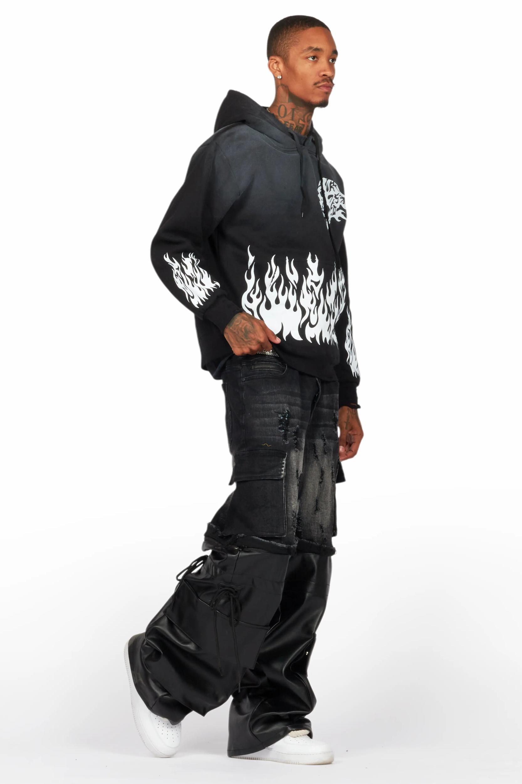 Bubble Black Graphic Hoodie Male Product Image