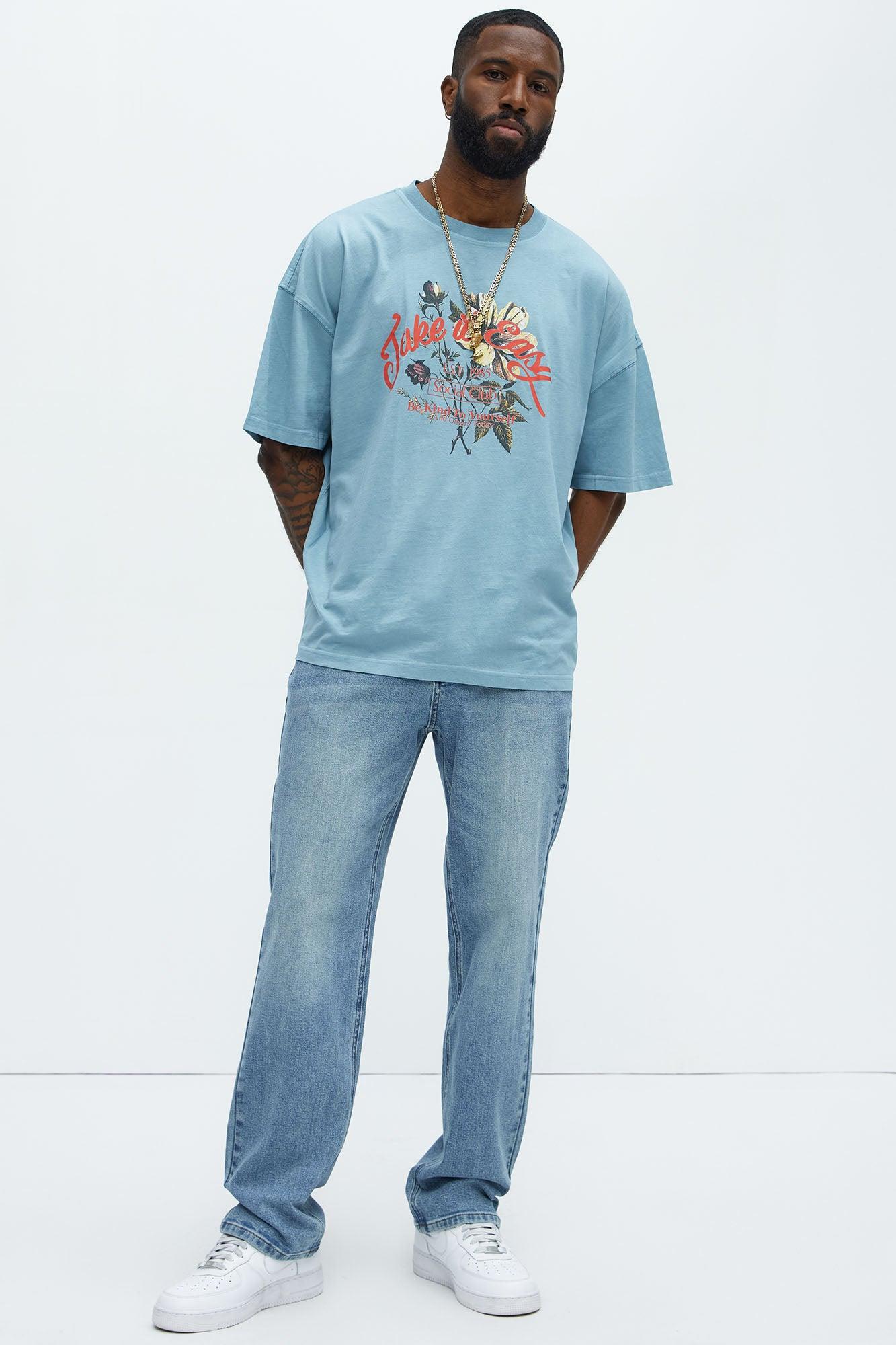 Take It Easy Oversized Short Sleeve Tee - Light Blue Product Image